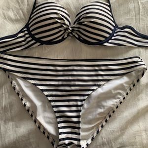 Aerie Blue & White Striped Bikini Set